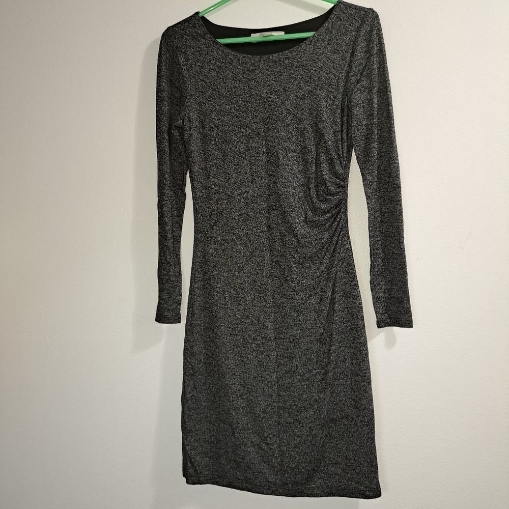 3 FOR 12 SALE  Loft Dress Size Petite S SP Gray Black Ruched Waist